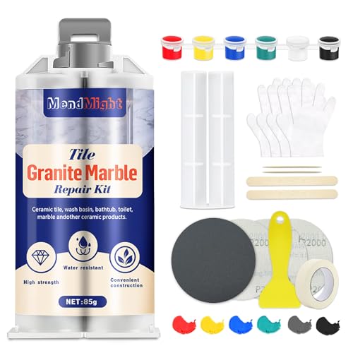 Quartz Countertop Repair Kit(Color Match), Tile, Marble and Granite Repair Kit for Edge Chips, Cracks, Scratches and Holes on Quartz, Marble, Granite, Porcelain and Other Stone Surfaces