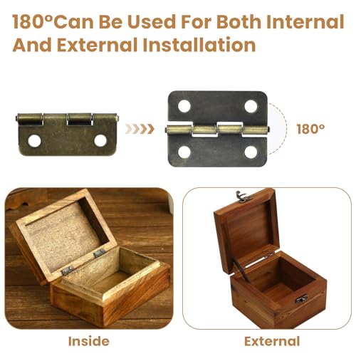 30 Pcs Retro Jewelry Box Hinges and Latches Set, Antique Bronze Hardware with Matching Screws, Metal Hinges & Latch Hooks for Wooden Boxes, Cabinets & DIY