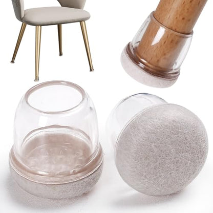 24 Pcs Silicone Chair Leg Floor Protectors for Hardwood Floors, Felt Furniture Pads Rubber Chair Leg Caps, Bar Stool Leg Floor Protectors, Anti-Scratch & Reduce Noise, Round(Clear, Fit: 0.75"-1.1") - size: Clear-M(Fit: 0.75"-1.1")