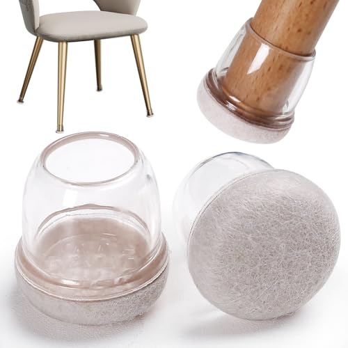 24 Pcs Silicone Chair Leg Floor Protectors for Hardwood Floors, Felt Furniture Pads Rubber Chair Leg Caps, Bar Stool Leg Floor Protectors, Anti-Scratch & Reduce Noise, Round(Clear, Fit: 0.75"-1.1") - size: Clear-M(Fit: 0.75"-1.1")