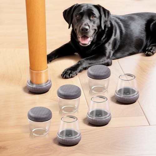 Chair Leg Floor Protectors for Hardwood Floors – Smooth Nylon Base Won’t Trap Cat or Dog Hair, Clear Silicone Caps No Scratch & Silent on Carpet & Tile (16 Pack, Fits 3/4" to 1") - color: Clear-16pcs, size: Round Medium