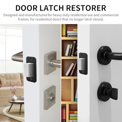 2 Pack Deadbolt Strike Plate Door Backplate, 1" x 2 1/4" Round Corner Deadbolt Strike Plate, Door Strike Plate (Matte Black)
