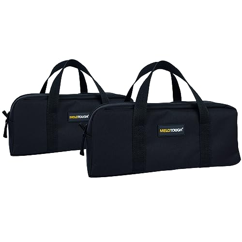 MELOTOUGH Canvas Utility Tool Tote bag Combo Kit-Includes 2 Medium Tool Organizer Bags for Electrician, Plumbing, Gardening, HVAC & More (14 inch,Black) - color: Black