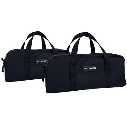 MELOTOUGH Canvas Utility Tool Tote bag Combo Kit-Includes 2 Medium Tool Organizer Bags for Electrician, Plumbing, Gardening, HVAC & More (14 inch,Black) - color: Black