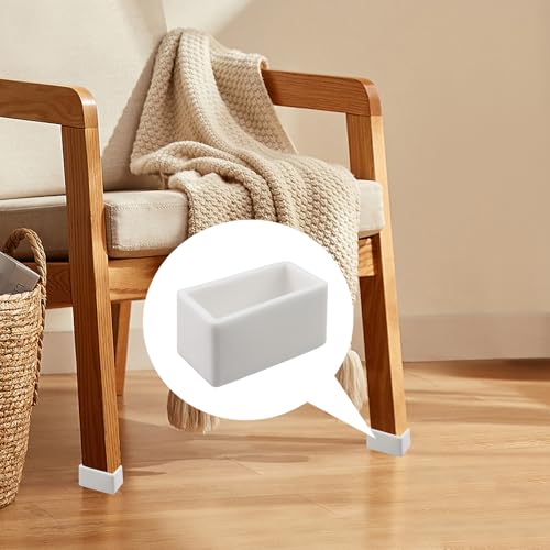 Antrader Rectangle Shaped Rubber PVC Furniture Pads Table Chair Leg Foot End Caps Covers Protectors 1" x 2" (16PCS,White) - color: White, size: 1" x 2"-16pcs