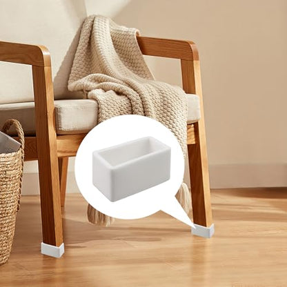 Antrader Rectangle Shaped Rubber PVC Furniture Pads Table Chair Leg Foot End Caps Covers Protectors 1" x 2" (16PCS,White) - color: White, size: 1" x 2"-16pcs