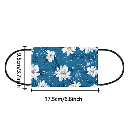 Spring Theme Disposable Face Cover with Designs for Adults Women,Flower Floral Printed Pattern,50Pcs