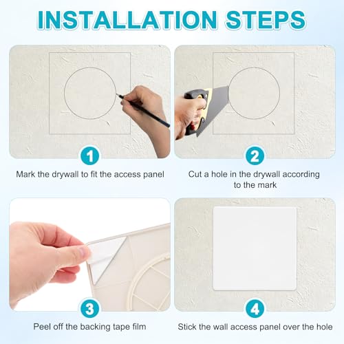 M METERXITY 1-Pack Access Panel for Drywall, 4x4 Inch Plastic Self Adhesive Wall Hole Cover Access Doors for Wiring Cable/Ceiling, Removable Plumbing Wall Panel [White, Round] - color: White