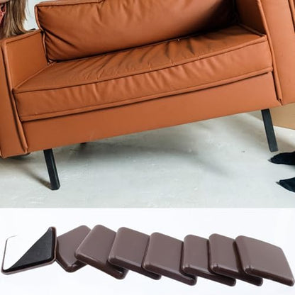 8 PCS Self-Stick Furniture Sliders Brown Square Self-Adhesive Carpet Sliders Furniture Moving Pads Furniture Mover Glides