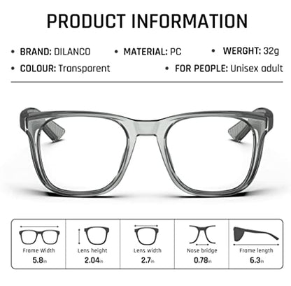 DILANCO Clear Safety Glasses Goggles With Side Shields for Women Men,Fog & Scratch-Resistant Complete UV Protection Eyewear - color: Grey