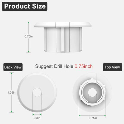 Furniture Wall Hole Bushing Cable Grommet for Starlink Ethernet Cable,Covering 3/4 inch Desk Holes,Universal Cable Management Wire Organizer Pass Through Holes Cover Kits (White - 8 Pack) - color: White - 8 Pack