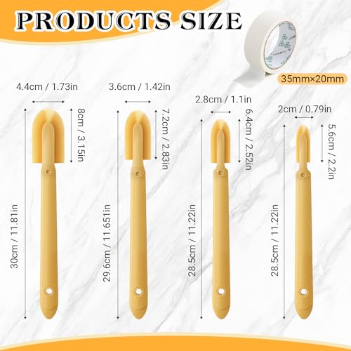 8 Pcs Silicone Caulking Tool Kit 4 Sizes Caulk Finishing Tool with 2 Roll White Masking Tape Reusable Sealant Spatula Spreader for Corner Gap Seam Brick Skirting Kitchen Bathroom
