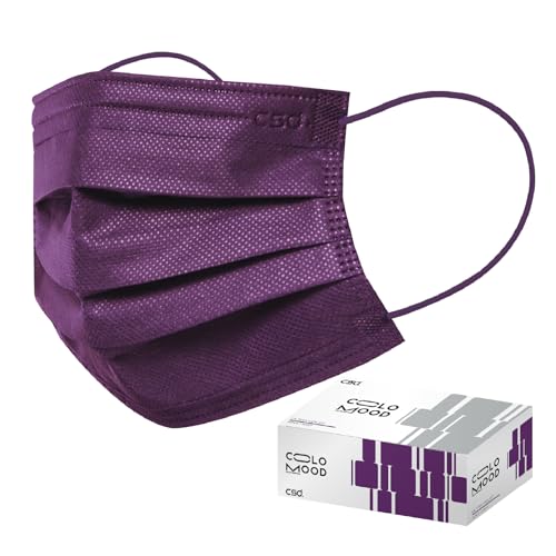 CSD Colo 30 Pcs Purple Disposable Face Masks, 3 Ply Adult Mask with Elastic Ear Loop, Nose Bridge Clip, Breathable Comfortable Mask Great for Indoor, Outdoors Use (Ultra Violet) - color: Purple