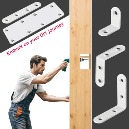 16 Pcs White 2.5 Inch L Bracket Stainless Steel Corner Braces, Heavy Duty 90 Degree Joint Right Angle Brackets for Wood Shelves, Cabinet, Frame, with Screws - size: L/2.5inch*2.5inch 16Pack