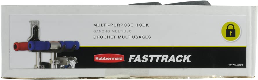 Rubbermaid FastTrack Rail Garage Organization Multi-Purpose Hook 50 lbs Capacity Satin Nickel Wall Mounted Storage System Direct Mount into FastTrack Garage Rail for Home/Garage Organization - size: 1 Count (Pack of 1), style: Multi-Purpose Hook