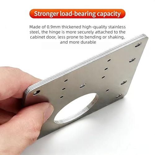 8PCSKitchen Cabinet Door Repair Platekit:UKFMLNLStainless Steel Hinges Fixion Plate,Suitable for Repairing and Securing Loose and Sagging Cabinet Doors at Home