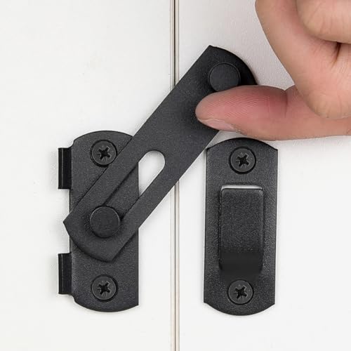 INIRET 2 Packs Barn Door Latches，2.75” x 2.02” Matte Black Stainless Steel barn gate flip Door Latch Bi-fold Door Lock,Sliding Door Antique Lock Gate Latches Wine Cabinet Closet Door Latches - color: Small_Matte Black