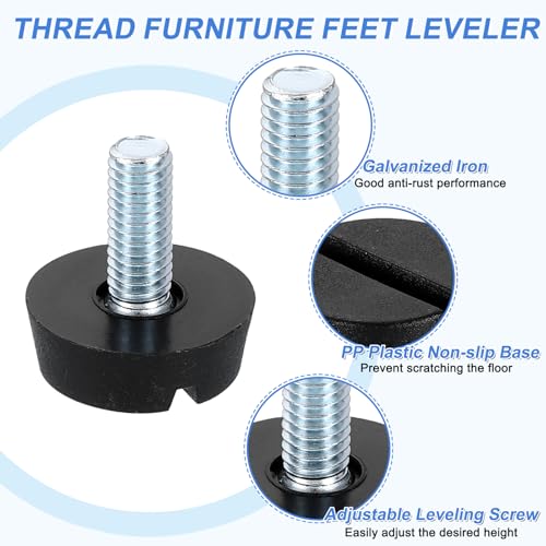 uxcell 20Pcs M6 Thread Furniture Feet Levelers, 15x9mm Adjustable Leveling Table Feet, Screw on Furniture Glide Leveling for Chair Stool Legs, Black - color: Black, size: M6x16x10mm