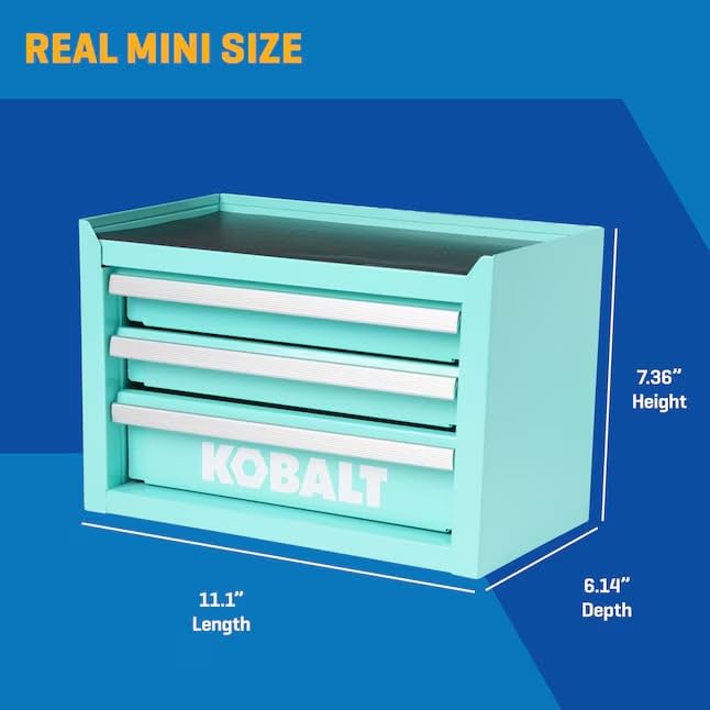 Mini 3-Drawer Steel Tool Box Teal - color: Teal, size: 3 Drawer
