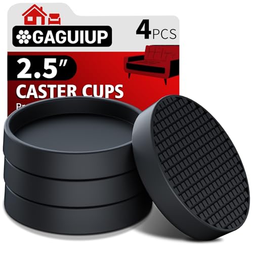 Furniture Coasters, 4PCS 2.5" Furniture Caster Cups for Hardwood Floors, Rubber Furniture Pads Non Slip Furniture Grippers, Bed Couch Stoppers to Prevent Sliding - Protect All Types of Flooring, Black - size: 2.5" 4pcs Black