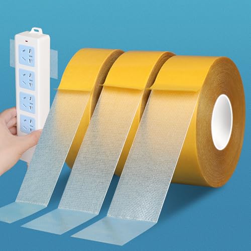 KAIYUER 3Pack Double Sided Rug Tape Heavy Duty,2" x 66FT,Carpet Tape for Rug Fixed,Wall,mats and Woodworker, Super Sticky Cloth Tape,Residue Free - size: 3Packx2"x66FT