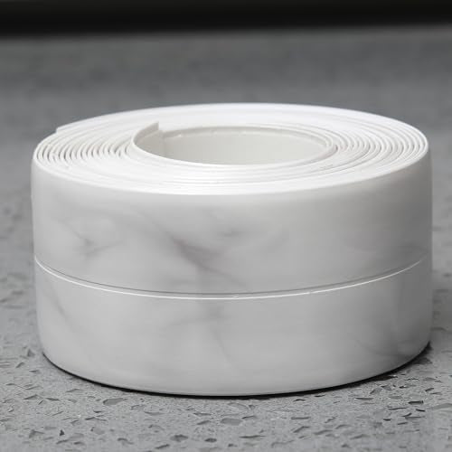 Kitchen & Bath Tape Caulk Strip, 1.5 Inch 10.5 Ft PVC Self Adhesive Waterproof Caulking Sealing Tape, Decorative Sealant Trim for Kitchen Sink Toilet Bathroom Shower and Bathtub (CloudMarble3.2M) - style: CloudMarble3.2M