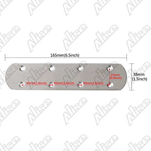 Alise 4 Pcs Flat Straight Brace Brackets Mending Plates Repair Fixing Bracket,6-1/2 Inch Stainless Steel Brushed Nickel - color: Brushed Nickel, size: 165mmX38mm