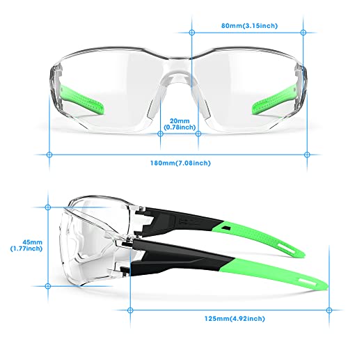 Safety Glasses Anti-Fog Lens,Adjustable Frames Eye Protection Goggles For Men Women - color: Black&green
