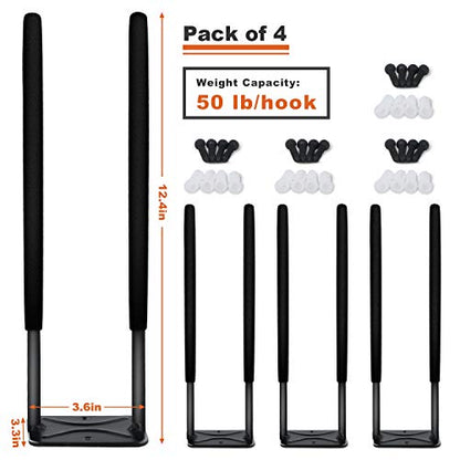 Heavy Duty Garage Tires Hooks Wall Mounted Hanger Tool Organizer Rack Hardware Steel Metal Multi-Tools Storage Utility Hooks with Screws and Anchors(4, Black) - size: 4 Pack