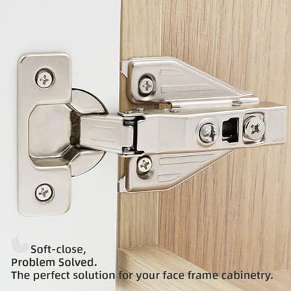 DecoBasics (6 PCS) Full Overlay Soft Close Cabinet Hinges for Kitchen Cabinets - 105° Face Frame Concealed Cabinet Door Hinge -3 Way Adjustability -Clip on Plate & Matching Screw 4 Easy Installation