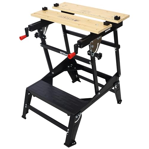 Portable Workbench, Workmate Folding Workbench, Portable Work Table 550 lbs Capacity Multipurpose Vise Workbench for Woodworking, Garage, and DIY