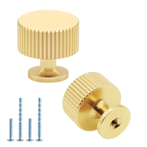 6 Pack Gold Cabinet Knobs Dresser Knob, Brushed Brass Drawer knobs Drawer Pulls for Bathroom, Kitchen, Cupboard - color: Gold