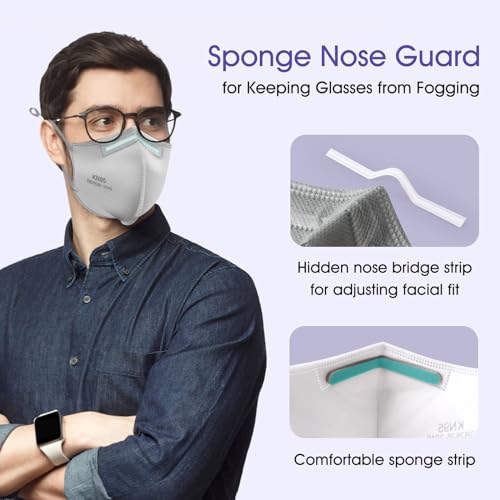 KN95 Adjustable Masks 25 Pack, Individually Wrapped Disposable Masks with Adjustable Ear Loops - color: Grey