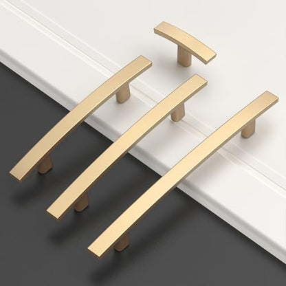 Amerdeco 10 Pack Brushed Brass Cabinet Pulls 3 Inch(76mm) Hole Center Gold Drawer Pulls Cabinet Hardware Kitchen Cabinet Handles for Bathroom ZH0003 - color: Brushed Brass, size: 3"/76MM Hole Center