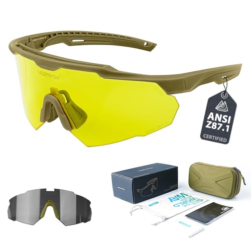 Shooting Glasses Anti Fog with High Definition Lenses, ANSI Z87+ Certified Tactical Safety Glasses for Men Women - color: D6-yellow / Grey