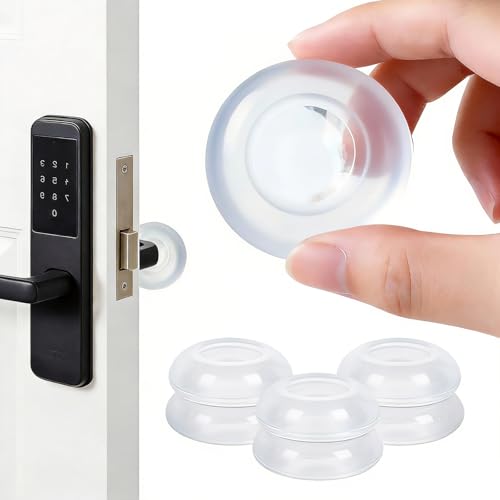 Door Handle Wall Protector, Self-Adhesive Shock Absorbing Bumper Pad, Groove Design for Wall Protection and Noise Reduction, Washable and Reusable Multiple Times (Clear-6pcs) - color: Clear-6pcs