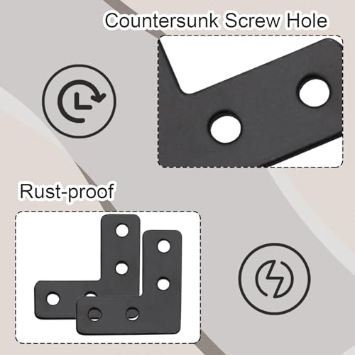Hordion 20Pcs 1.6 x 1.6 Inch L Shape Bracket Flat Corner Brace (40 X 40mm), Right Angle Bracket Black Heavy Duty Repair Mending Plates for Wood Furniture Chair Drawer Cabinet - size: 1.6*1.6''/40*40mm, Silver