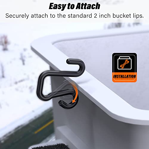 2 Pack Bucket Hooks, Aerial Bucket Hook, Fits for 2" Aerial-Bucket Lip, Hooks for Aerial Baskets, Lineman Bucket Tool Holder, Attach Tool Bags or Aprons to Buckets, Black