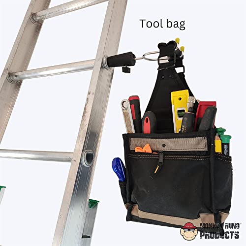 Monkey Grip Hands Free Innovative Extension Ladder Accessories Universal Tool Holder Perfect for Paint Buckets, Tool Bags, Power Tools and More (Monkey Grip)