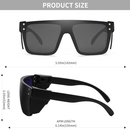 Z87 Polarized Wraparound Safety Sunglasses, UV400 Protective Eyewear for Work and Outdoors - color: Matte Black Smoke