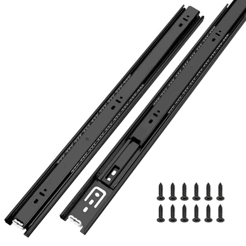 LONTAN Full Extension Ball Bearing Drawer Slides 8 10 12 14 16 18 20 22 24 Inch Heavy Duty Side Mount File Cabinet Rails Dresser Runner Kitchen Cabinet Drawer Glides,12 Inch,1 Pair,Black - color: Black, size: 12 Inch - Drawer Slide