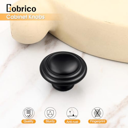 Gobrico 5 Pack 1-3/8" Black Cabinet Knobs, Kitchen Cupboard Knob, Round Bi-Fold Drawer Knobs, Matte Black Dresser Knob - color: Black