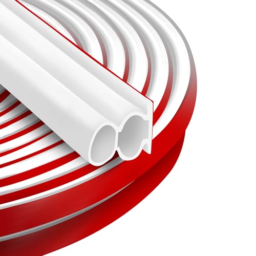 40 Feet Rubber Weather Stripping Door Seal Large Gap, Extra Thick Self-Adhesive D-Shaped Door Weather Stripping Seal Strip for Door Frame Door Insulation Strip Soundproofing (White) - color: White, size: 40Ft