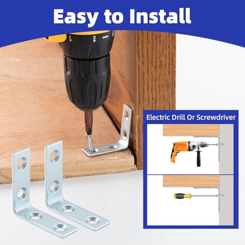 40 Pack L Bracket Corner Braces, Small Metal L Brackets for Wood, 1.5 inch Steel Joist Right Angle Brackets for Wood Shelves Chair Drawer Cabinet with Screws, Zinc Plated HOME MASTER HARDWARE - size: 1-1/2 inch Zinc-40Pack