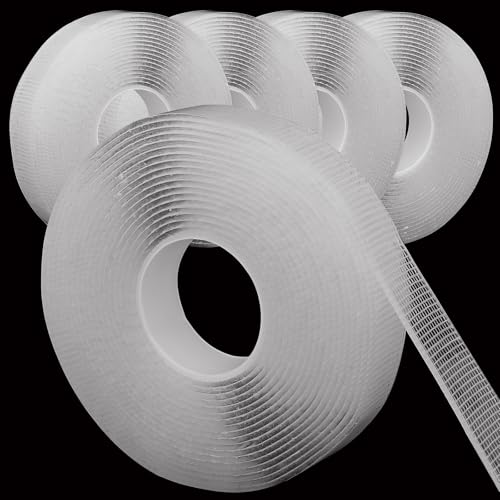Grid Reinforced Mesh Nano Double Sided Tape, Clear Acrylic Mounting Tape with Enhanced Adhesion Area, Strong Hold Heavy Duty, Easy Tear by Hand, Residue-Free, 0.8" x 16.4FT x 1mm, 5 Rolls
