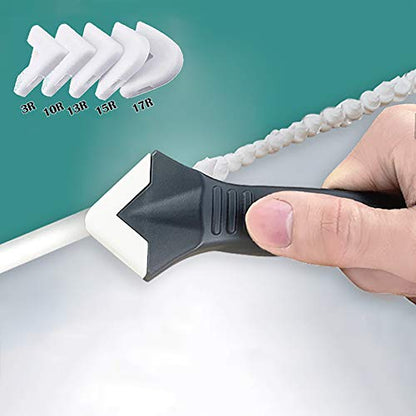 32PCS Caulking Tools, Silicone Caulking Finishing Tool Kit(stainless steelhead), Reuse and Replace 5 Silicone Pads, Sealant Caulk for Kitchen Bathroom Window, Sink Joint