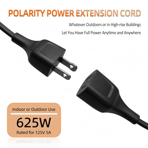 5FT Short Black Power Extension Cord Indoor Use with 125V 5A 625W 2-Prong 2 Outlets Ideal for Holiday Lights, Lamps, Security Cameras, Appliance (1 Pack) - size: 5FT Black (1 Pack)