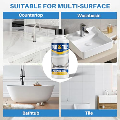 Tub and Tile Paint, 3.5 oz Tub Paint for Bathtub, 1-Part Bathtub Touch Up Paint White for Sink Bathroom Kitchen Countertop, Water Based & Low Odor, Semi-Gloss white,5-5.5 sq ft (No Need Part B) - size: 3.5 Fl Oz (Pack of 1)