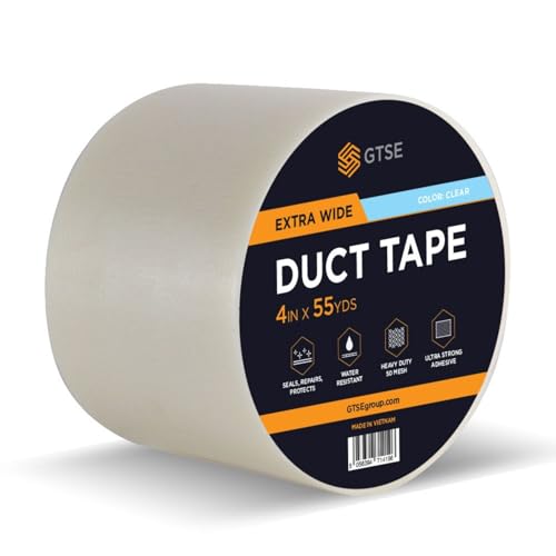 GTSE Wide Duct Tape, Clear, 4 Inches x 55 Yards (164 ft), Heavy Duty, Waterproof Repair Tape for Indoor or Outdoor Use, 1 Roll - color: Clear, size: 4" x 55 yards