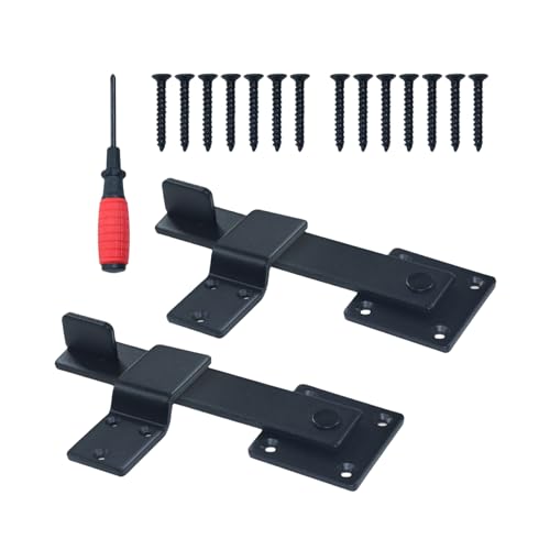 2 Pack Heavy Duty Flip Fence Gate Latch Lock Set with Screwdriver for Wooden Fence Sliding Door Farm Garden Yard Orchard Ranch Carports Barn Door Lock - color: A08 2 Pack Heavy Duty Flip Fence Gate Latch Lock